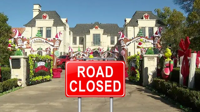 Dallas neighbors use permits to block traffic near viral holiday mansion display
