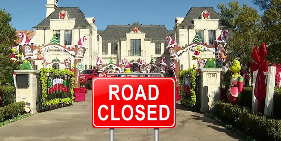 Dallas neighbors use permits to block traffic near viral holiday mansion display