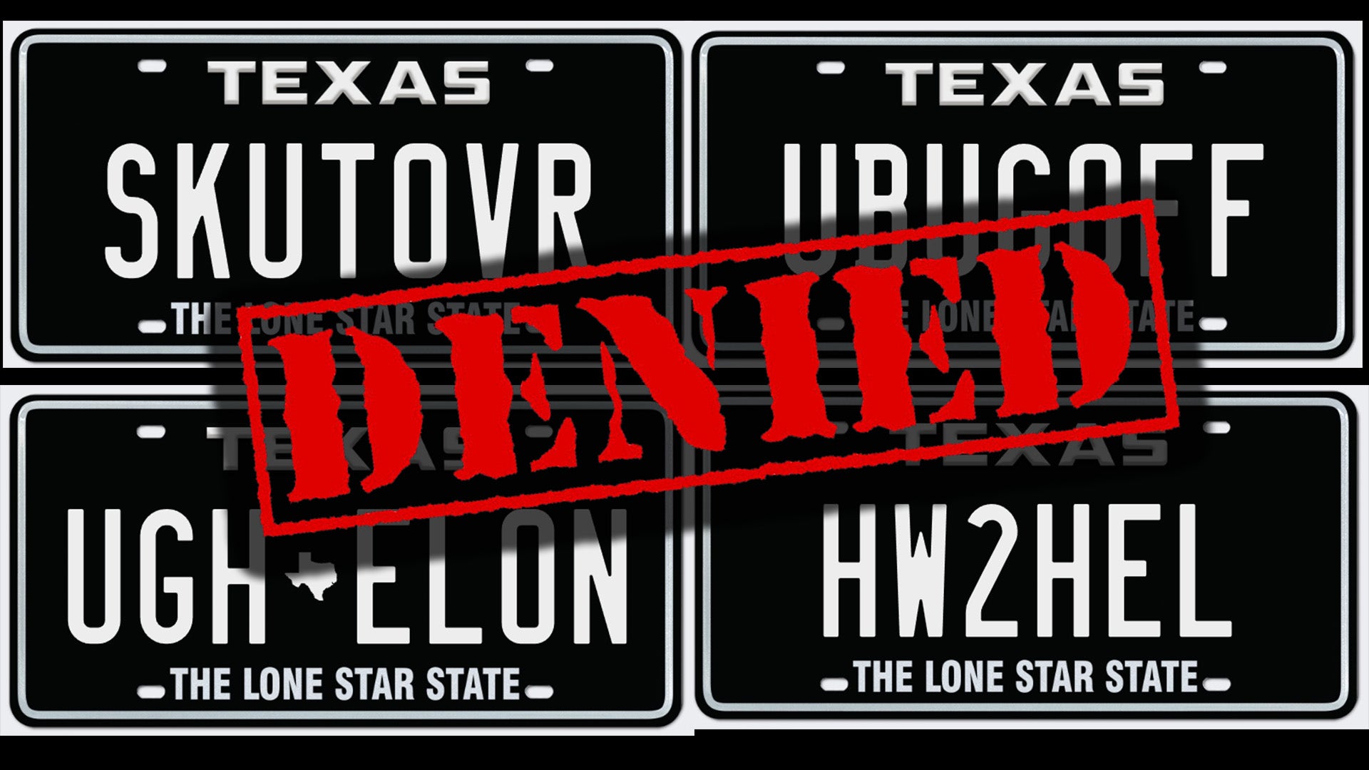 2025 rejected personalized license plates in Texas