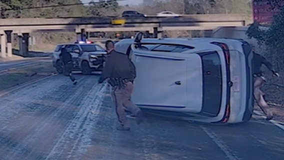 Watch: Car flips during chase with Texas officials