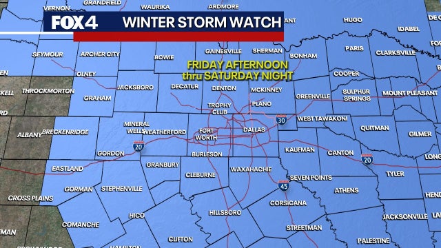 Dallas Weather: Winter storm watch issued, mix of snow and ice expected to hit North Texas