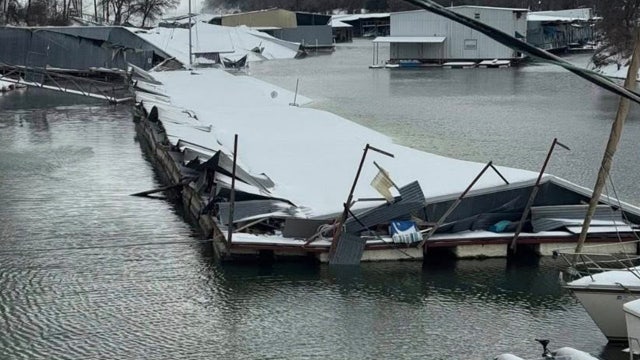 Weight of sleet, snow collapses structures at Lake Texoma