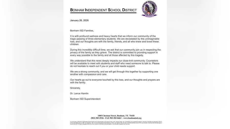 Bonham ISD letter
