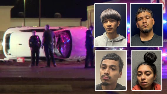 High-speed chase hits 110 mph before ending in rollover crash; 5 in custody