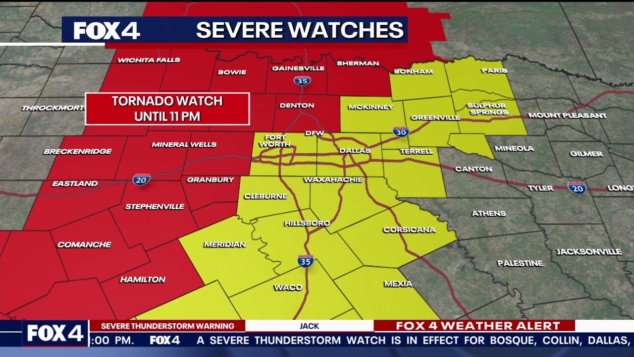 LIVE Dallas Weather: Tornado Watch, Severe Thunderstorm Watch issued for much of North Texas