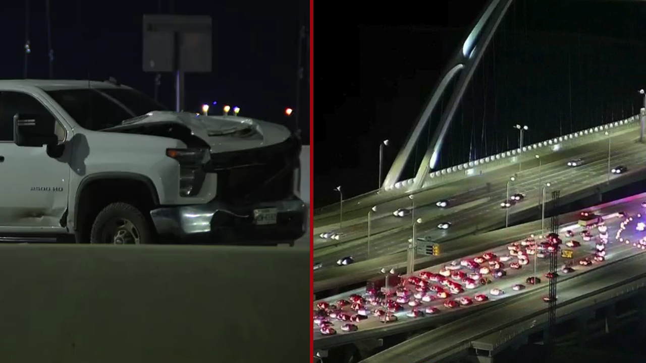 Major crash shuts down westbound I-30 on Trinity River Bridge