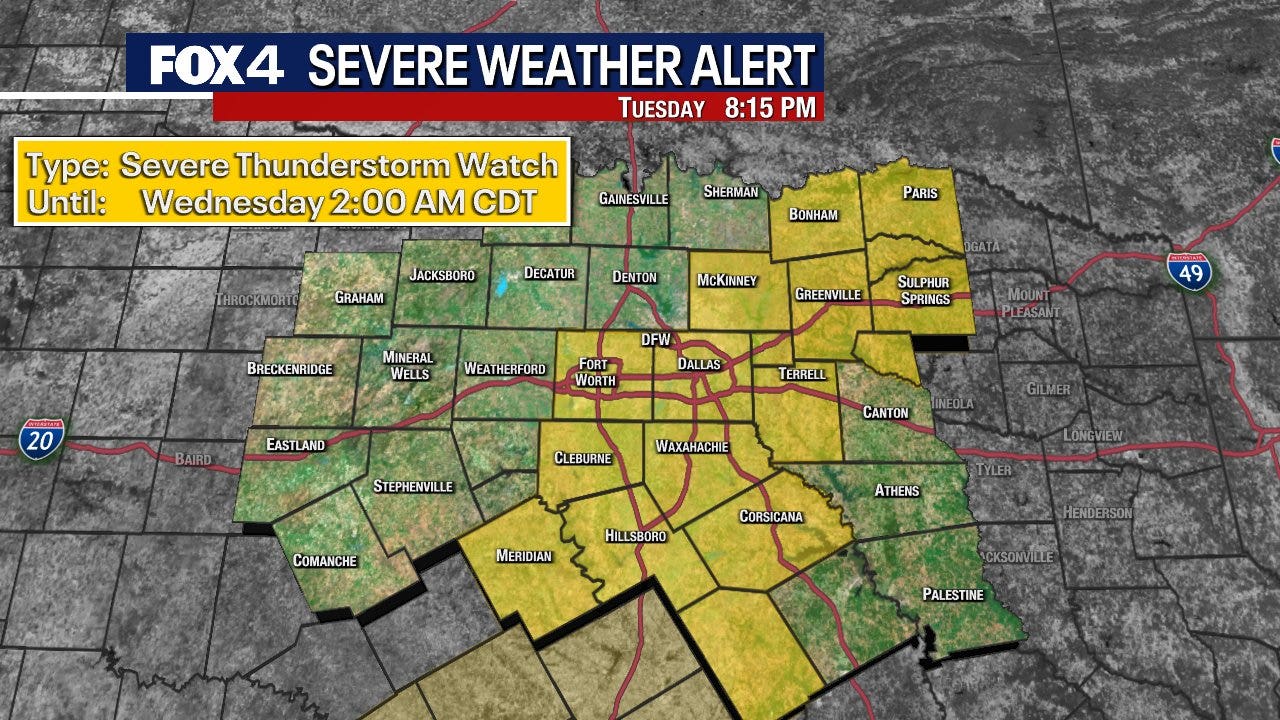 LIVE Dallas Weather: Tornado Watch, Severe Thunderstorm Watch issued for much of North Texas