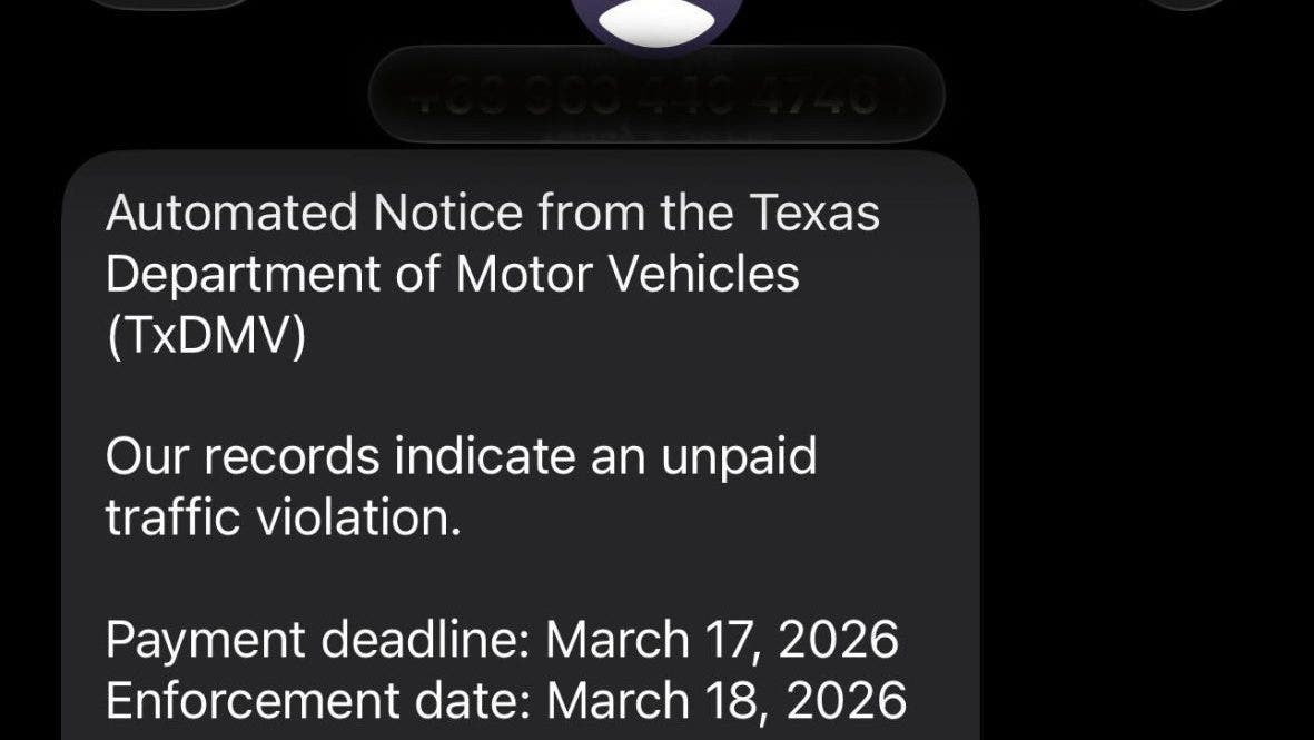 Texas police warn of viral DMV text scam targeting drivers over fake traffic tickets
