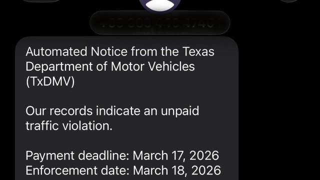 Texas police warn of viral DMV text scam targeting drivers over fake traffic tickets