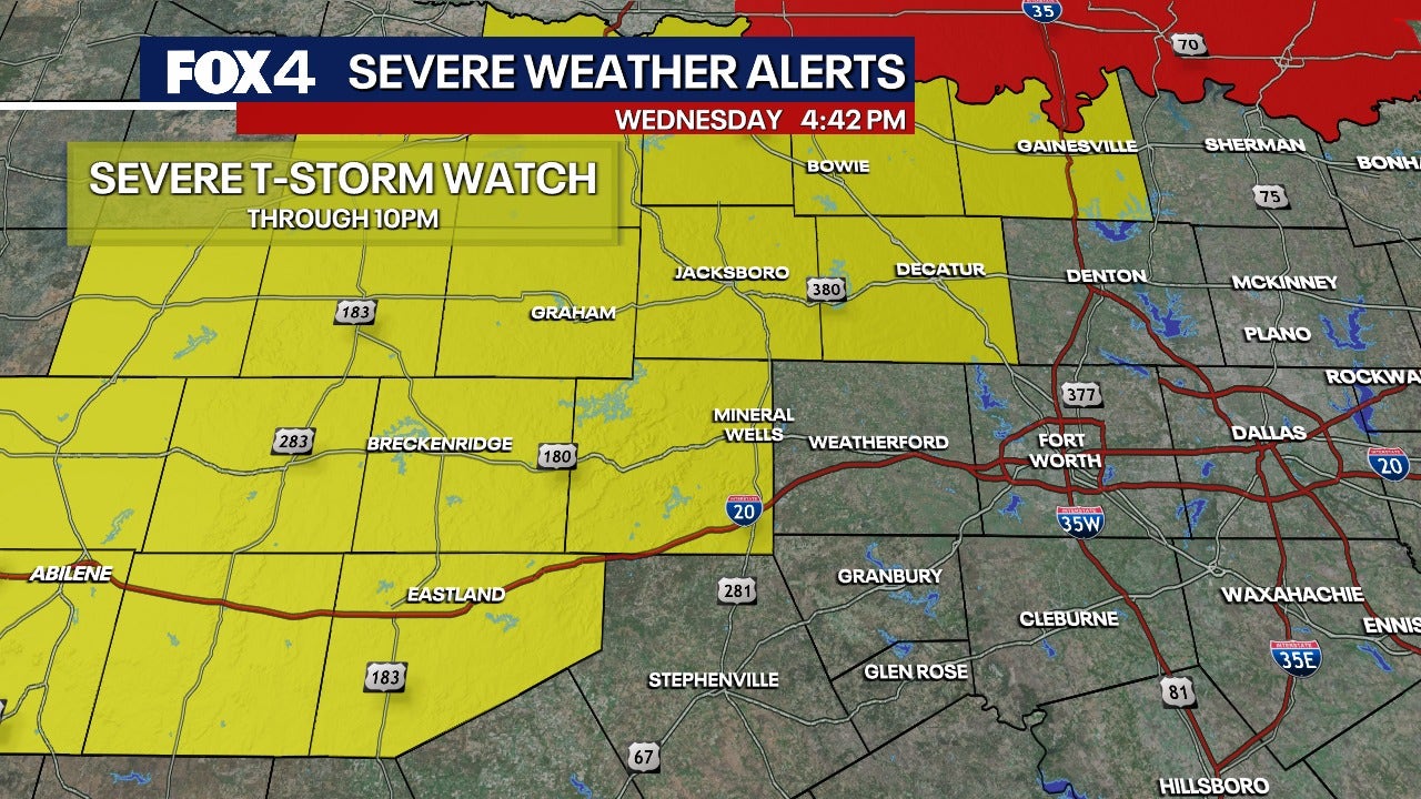 Dallas Weather: Severe Thunderstorm Watch issued west of the DFW metroplex