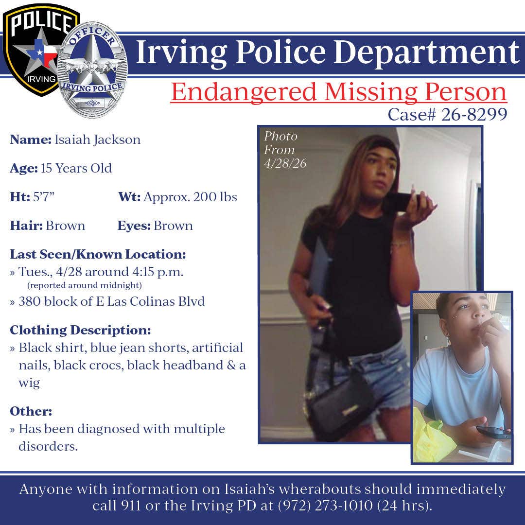 AMBER Alert issued for missing Irving teen