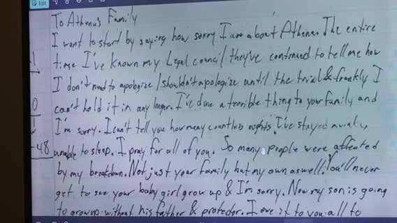 Tanner Horner Trial Day 5: Jurors shown letter killer wrote to Athena Strand's family