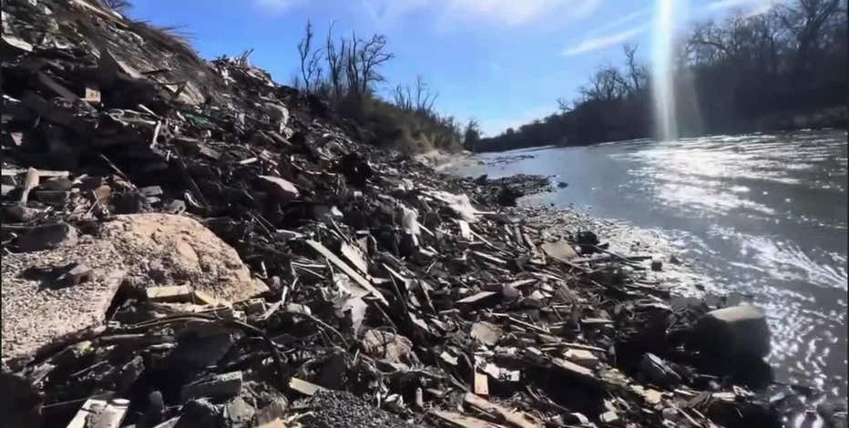 Large illegal trash dump found flowing into Trinity River in Dallas