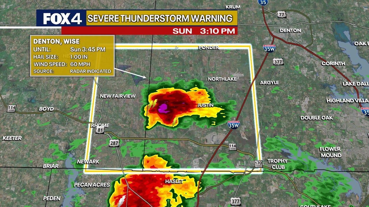 Dallas weather: Severe thunderstorm warning issued for Denton, Wise counties