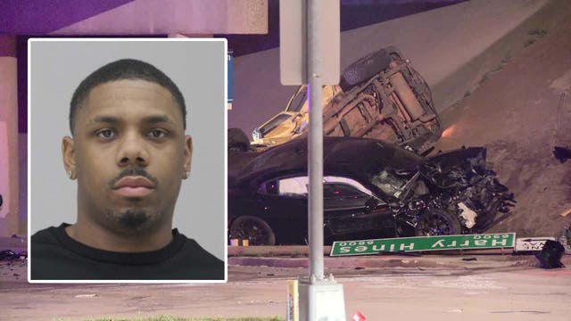 Three hospitalized, one critical, after high-speed crash pins occupants under Dallas bridge