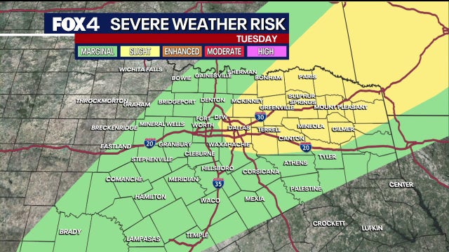 Dallas weather: Severe storm threat increases ahead of Tuesday night cold front