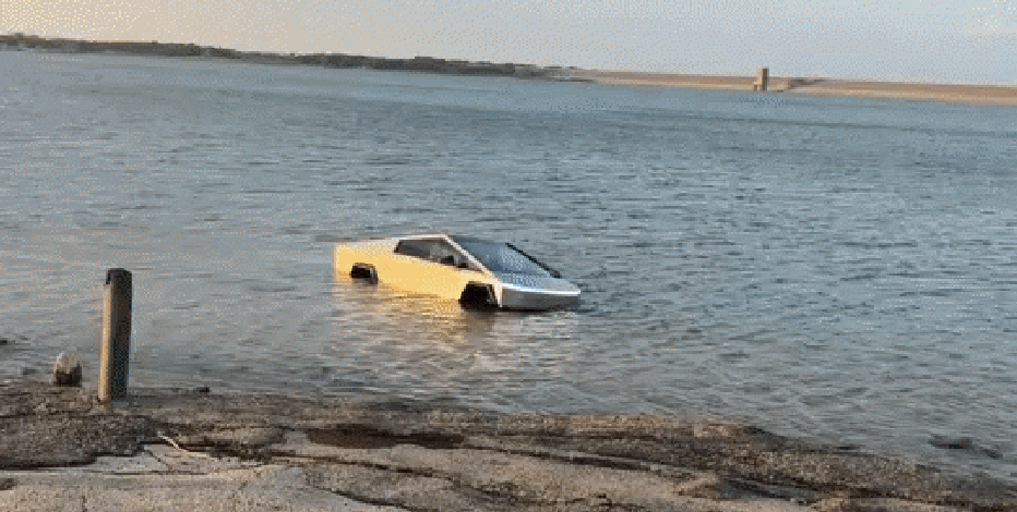 WATCH: Man arrested after driving Tesla Cybertruck into Grapevine Lake to test 'Wade Mode'