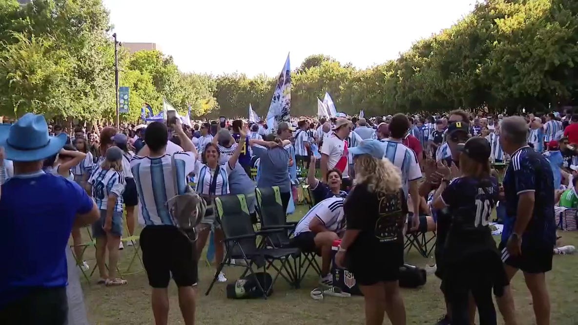 Argentina fans take over Klyde Warren Park before World Cup match