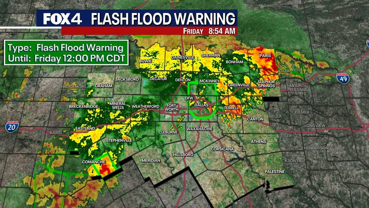 Dallas Weather: Flash Flood Warning in effect for parts of Dallas-Fort Worth