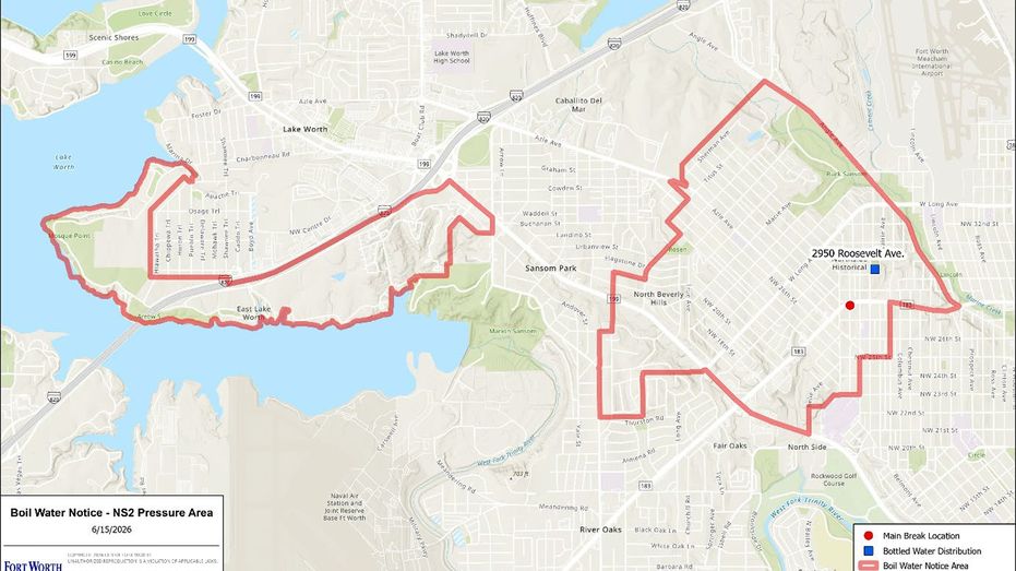 Water main rupture forces Fort Worth to issue boil water advisory and open bottled water distribution site — FOX 4 Dallas