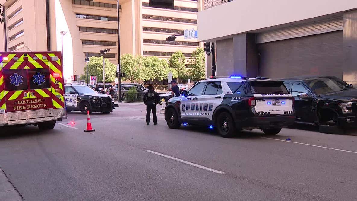 Police officer injured in Downtown Dallas crash during shooting investigation