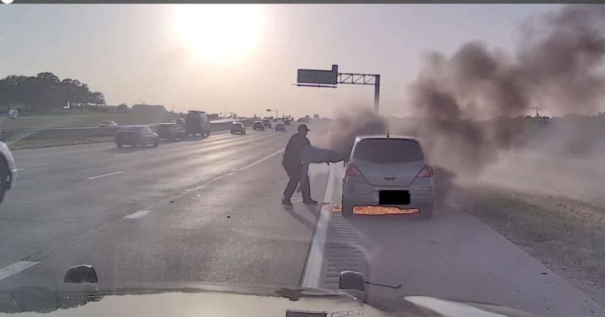 Southlake police officer saves driver from burning car during traffic stop