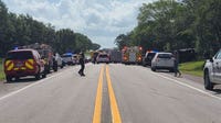 Prison bus flips during crash east of Waco