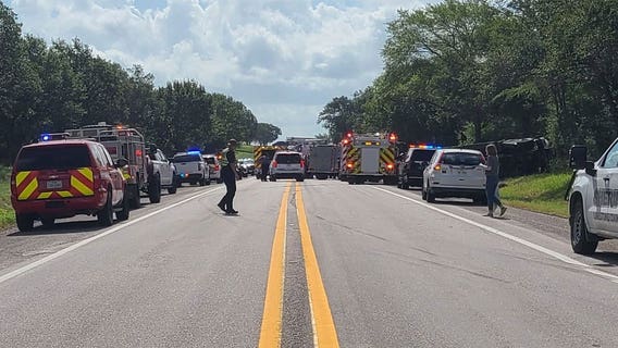 Prison bus flips during crash east of Waco