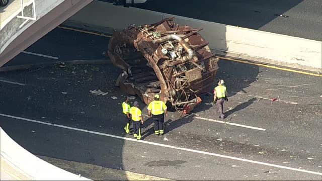 Large metal object shuts down southbound DNT at I-635