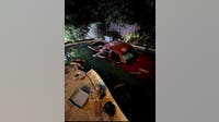 Pickup truck crashes into pool at home in The Colony; driver flees