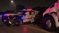 Dallas police officers escape injury after cruiser gets slammed in multi-vehicle I-45 crash