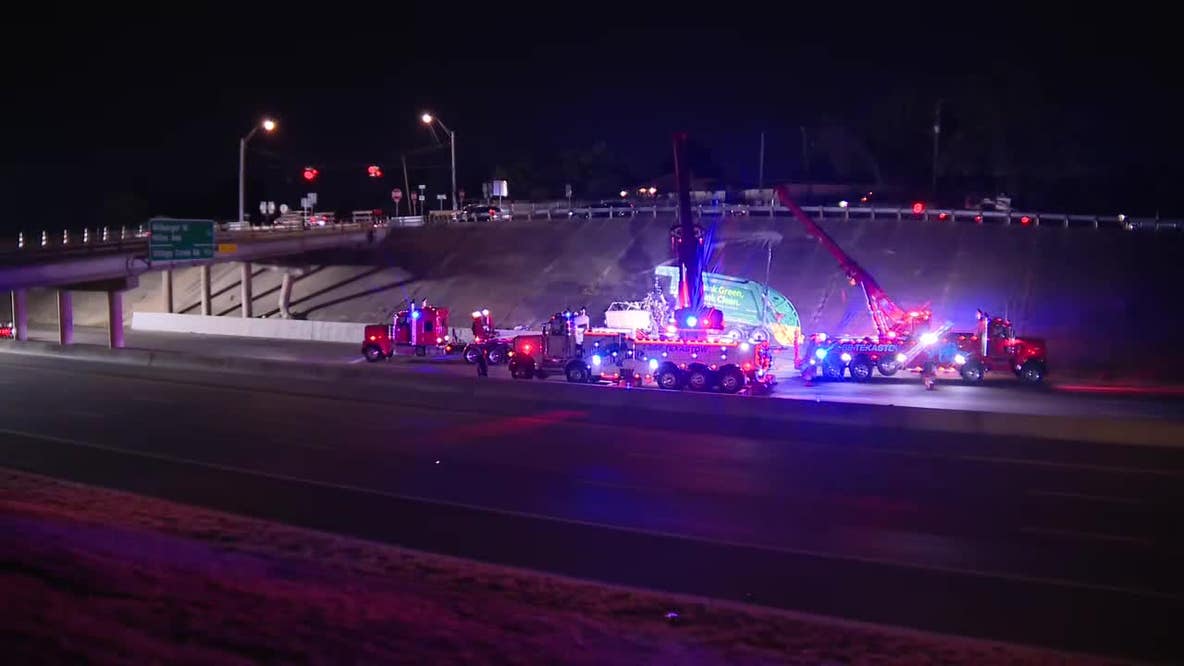 US 287 lanes closed in Fort Worth after fatal dumpster truck overpass crash