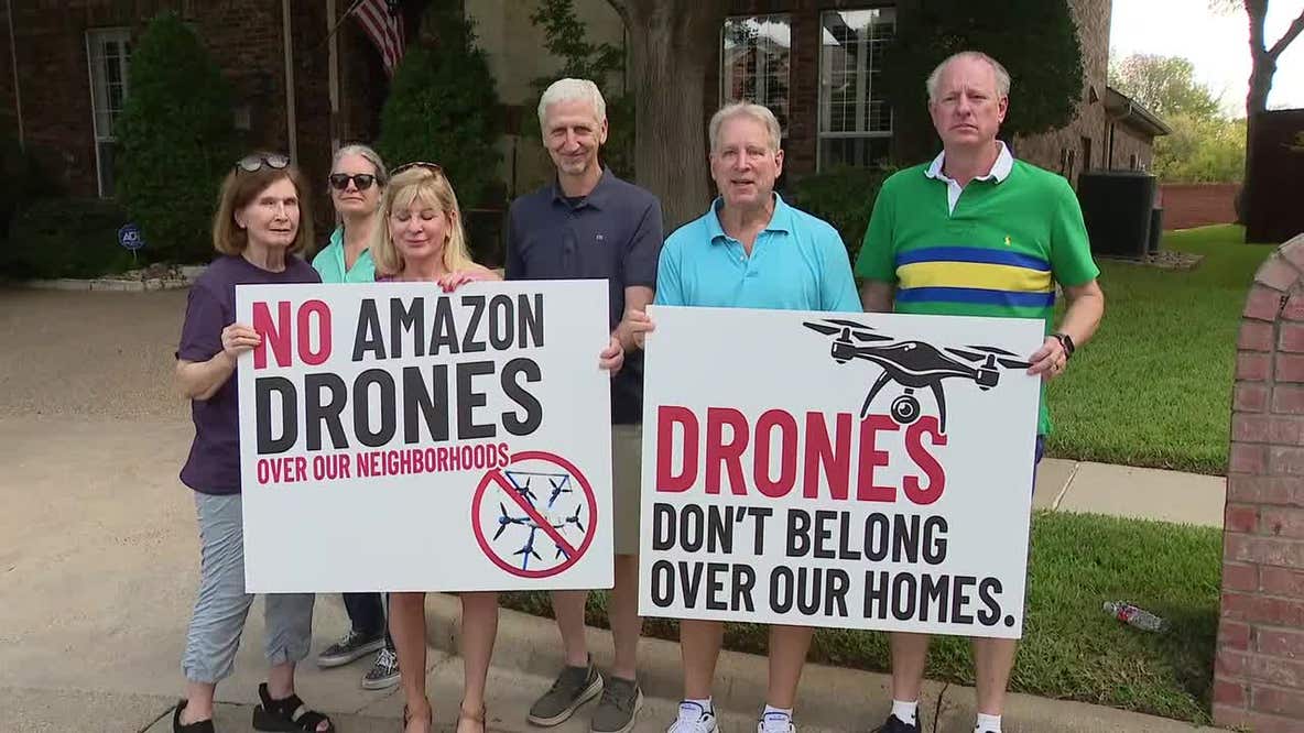 Richardson residents protest loud, low-flying Amazon delivery drones