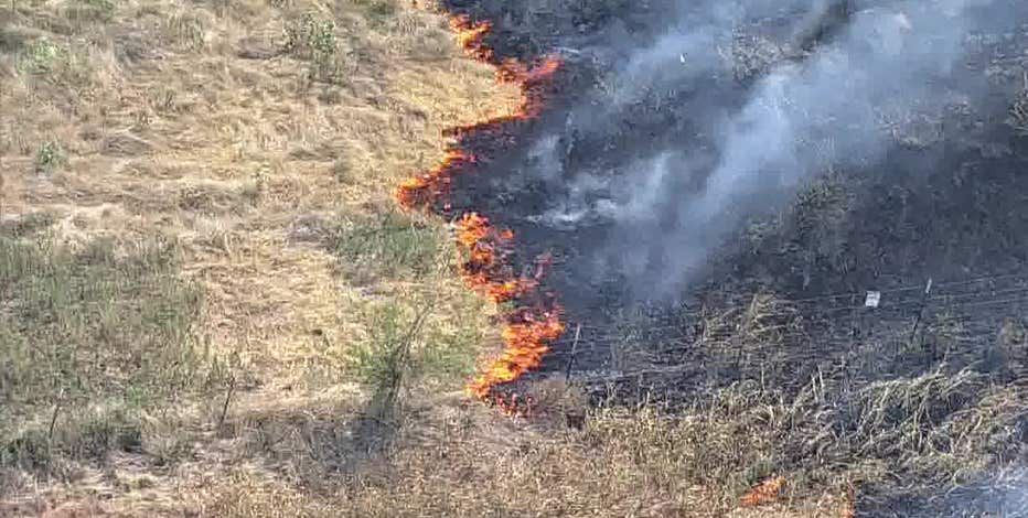Grass fires burn along highways in Dallas and Denton counties