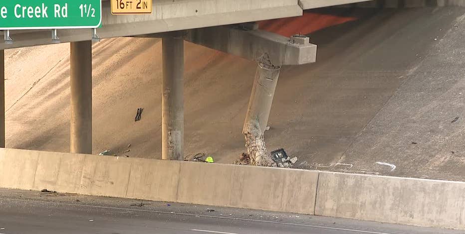 US 287 lanes closed in Fort Worth after fatal dumpster truck overpass crash