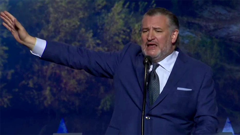 Texas U.S. Sen Ted Cruz speaks at the Republican midterm convention in Dallas, Texas, on Sept. 10, 2026.