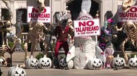 Viral Dallas mansion gets political with this year's Halloween display