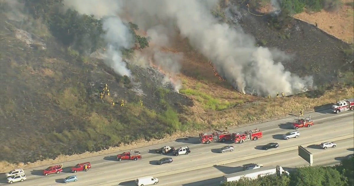 Firefighters battle brush fire alongside 57 freeway | FOX 5 Atlanta