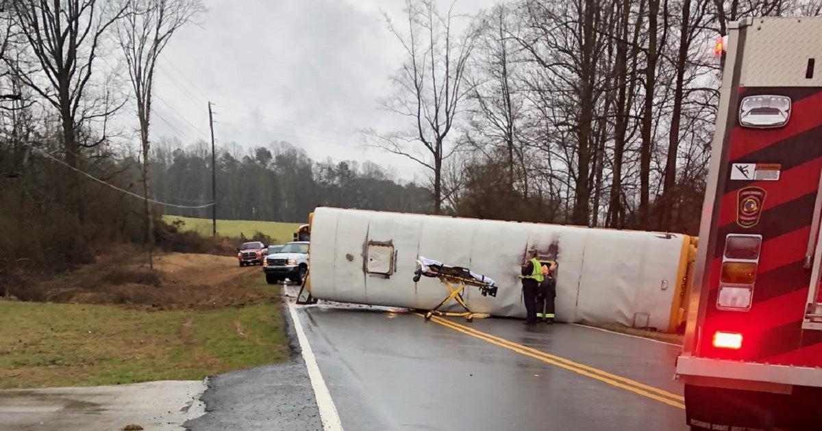 School bus flips on side in Gilmer County; 16 students injured | FOX 5 ...