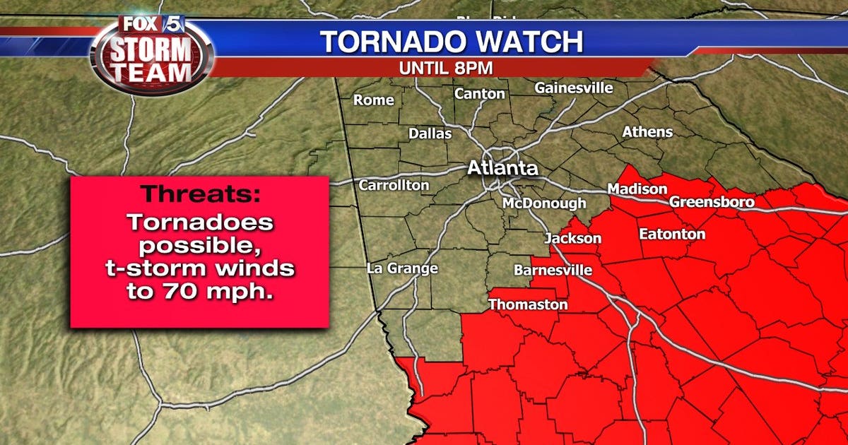 Parts of south metro Atlanta under Tornado Watch | FOX 5 Atlanta