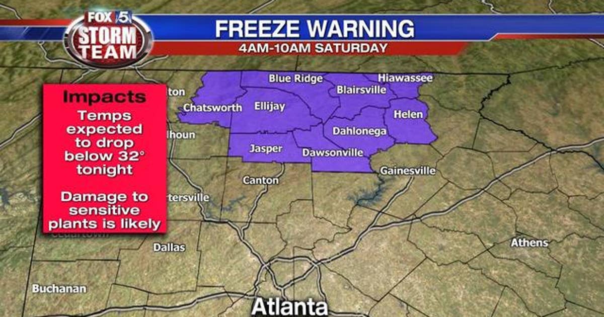 Freeze Warning for portions of extreme north Georgia | FOX 5 Atlanta