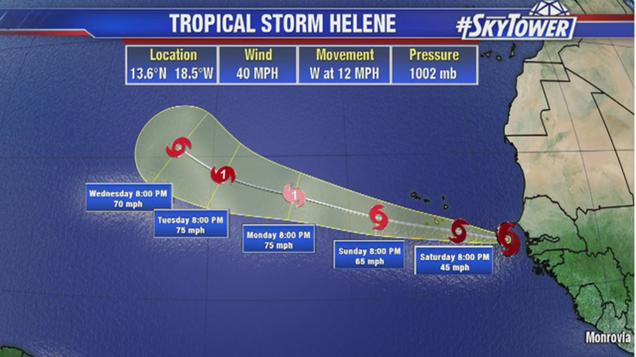 Tropical Storm Helene forms in Atlantic