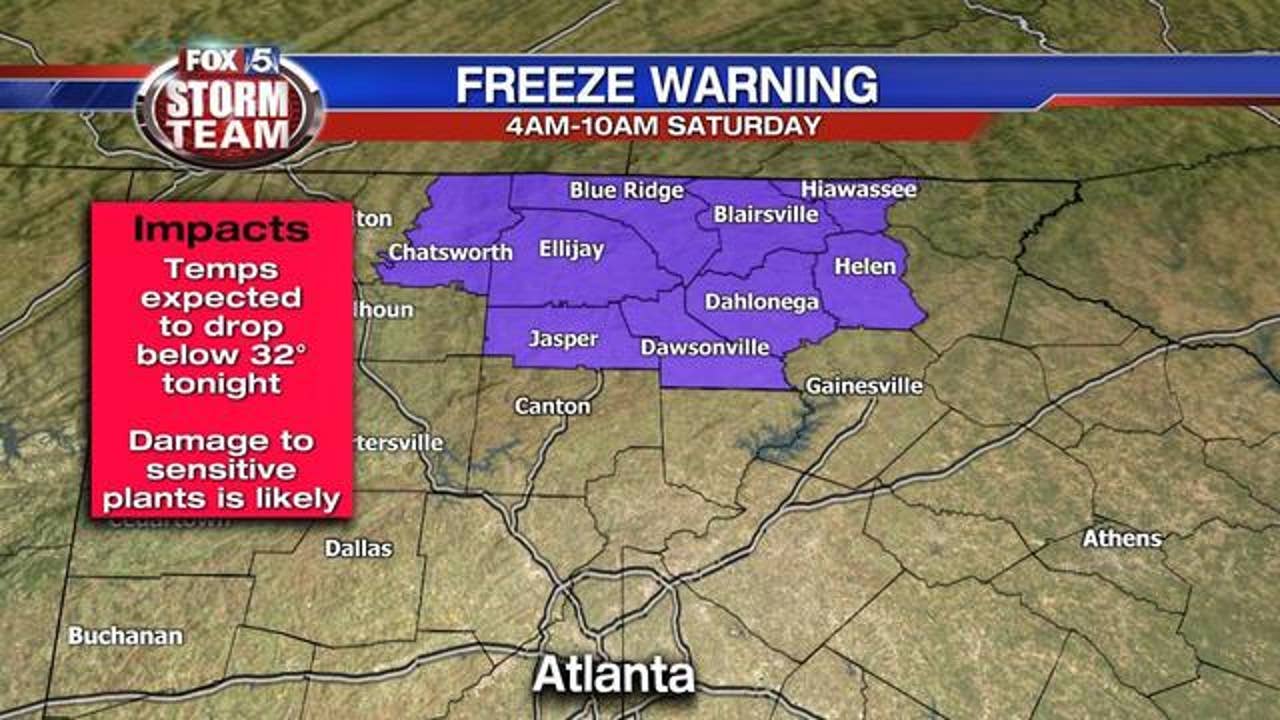Freeze Warning for portions of extreme north