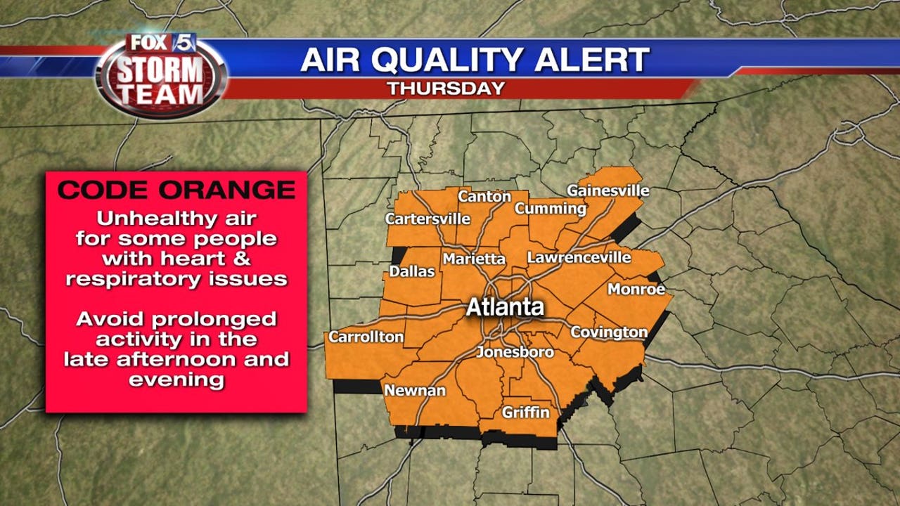 Code Orange Air Quality Alert For Thursday Fox 5 Atlanta