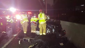 Firefighters rescue driver trapped in car after accident
