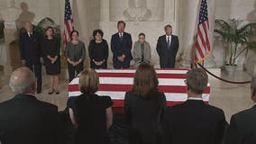 Retired Supreme Court Justice John Paul Stevens lies in repose; colleagues pay respects