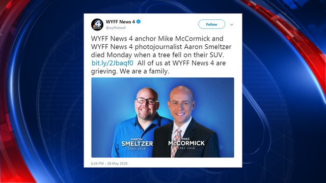 TV anchor, photojournalist killed when tree falls on vehicle