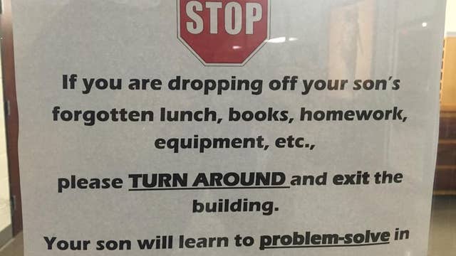School sign about turning away parents goes viral