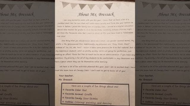 Florida teacher asks students to use gender-neutral pronouns