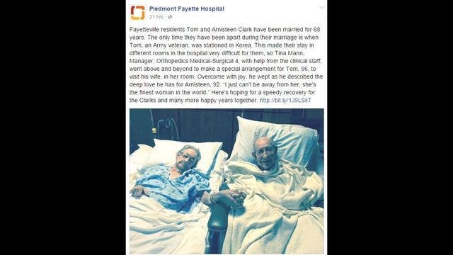 Fayetteville man, 96, brought to tears when reunited with wife